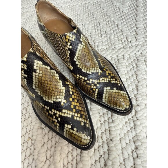 Chloé Rylee Snakeskin Embossed Leather Ankle Bootie Leather Block Heel Size 36 - Picture 4 of 10